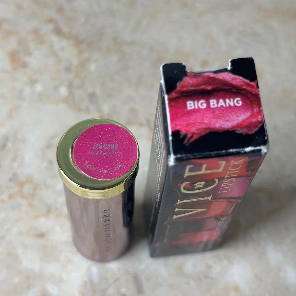 Urban Decay Vice Lipstick 1.0g Big Bang Pink Metallized Glitter Travel Size